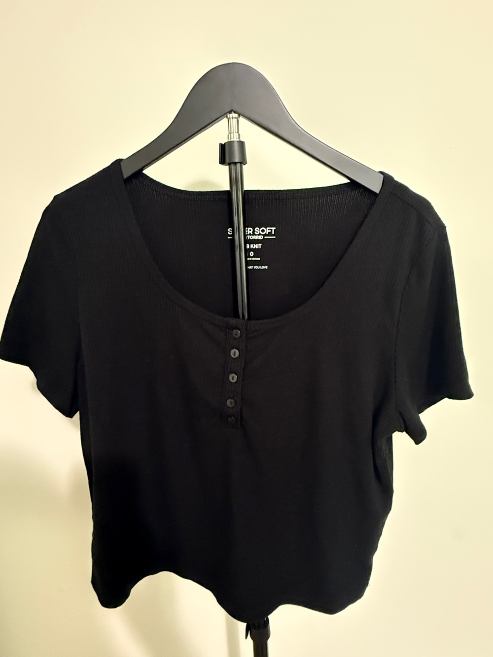 Torrid Black Short Sleeve Henley Top -